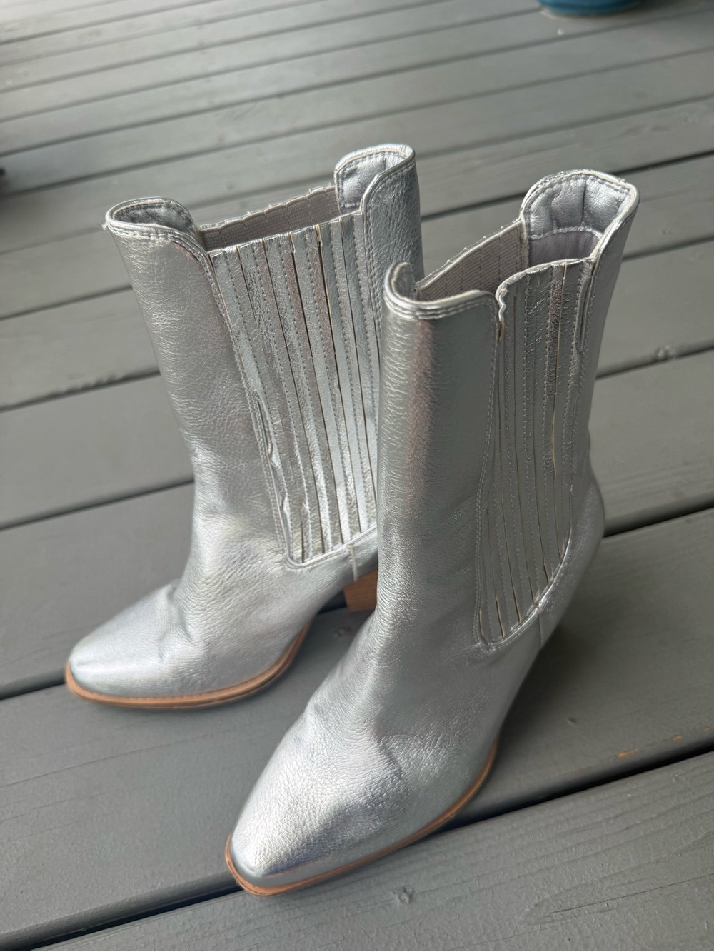 Chinese Laundry Metallic Silver Chelsea Booties
